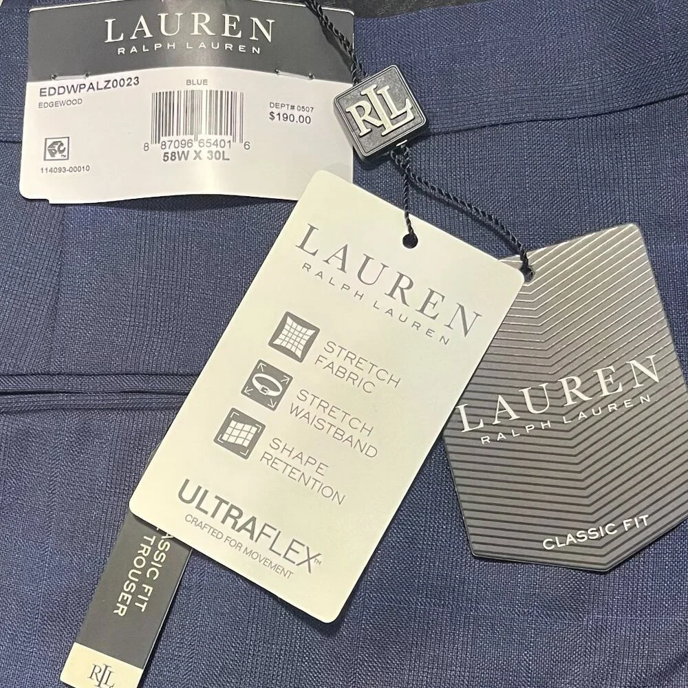 LAUREN by Ralph Lauren Men's Classic Fit Ultra Flex Stretch Flat Front Suit Pant - Picture 8 of 9
